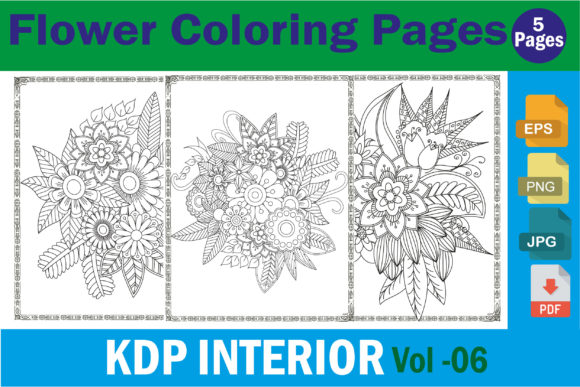 Explore Creativity with Flowers Adult Coloring Pages KDP Vol-6