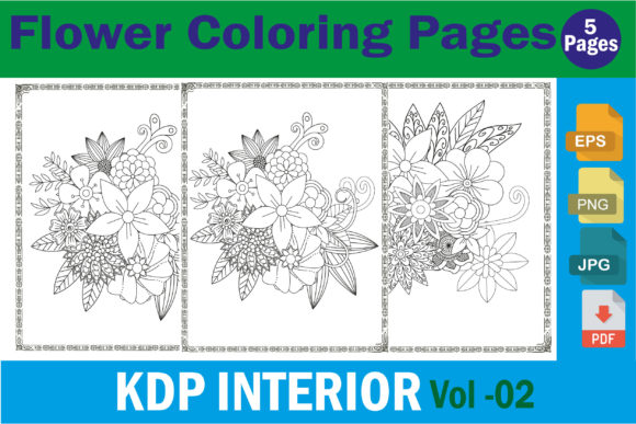 Flower Coloring Pages for KDP Vol -02