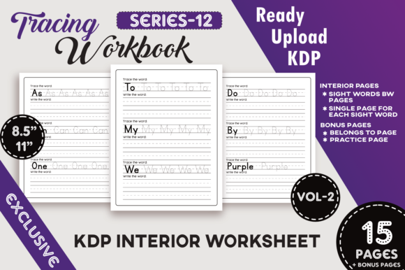 Vol-2 KDP Sight Words BW Workbook for Kids